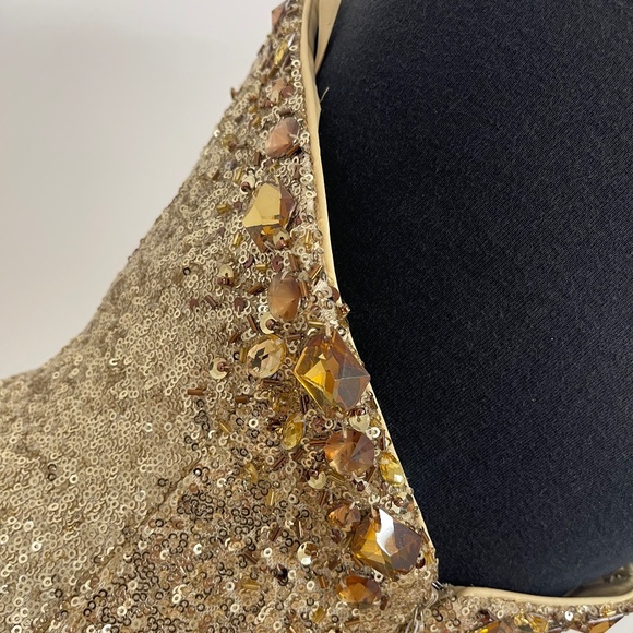 Val Stefani Moonlight Design Gold Sequin Strapless Gown Size 8 Prom Pageant NWT - Picture 5 of 13